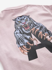 smALLSAINTS Pale Pink/Beast Boys Oversized Graphic Crew 100% Cotton T-Shirt - Image 7 of 8