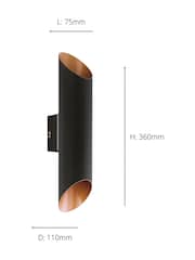 Eglo Black Agolada Up and Down Light Steel Outdoor Wall Light - Image 4 of 5