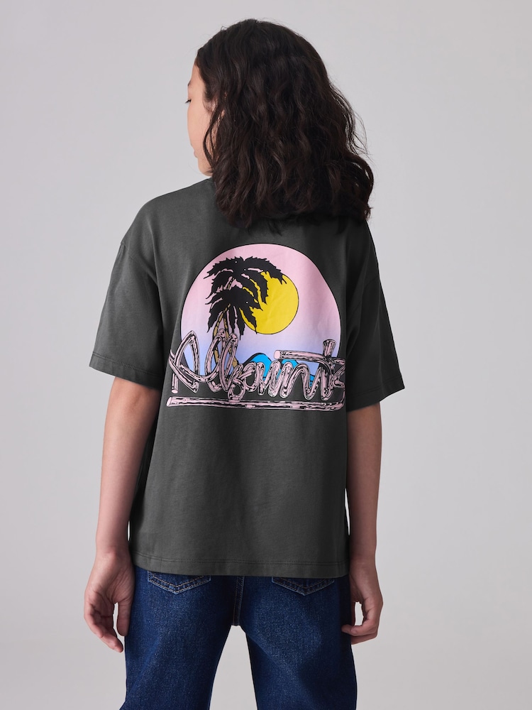 smALLSAINTS Charcoal Grey/Chroma Boys Oversized Graphic Crew 100% Cotton T-Shirt - Image 2 of 5