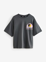 smALLSAINTS Charcoal Grey/Chroma Boys Oversized Graphic Crew 100% Cotton T-Shirt - Image 4 of 5