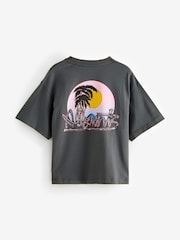 smALLSAINTS Charcoal Grey/Chroma Boys Oversized Graphic Crew 100% Cotton T-Shirt - Image 5 of 5