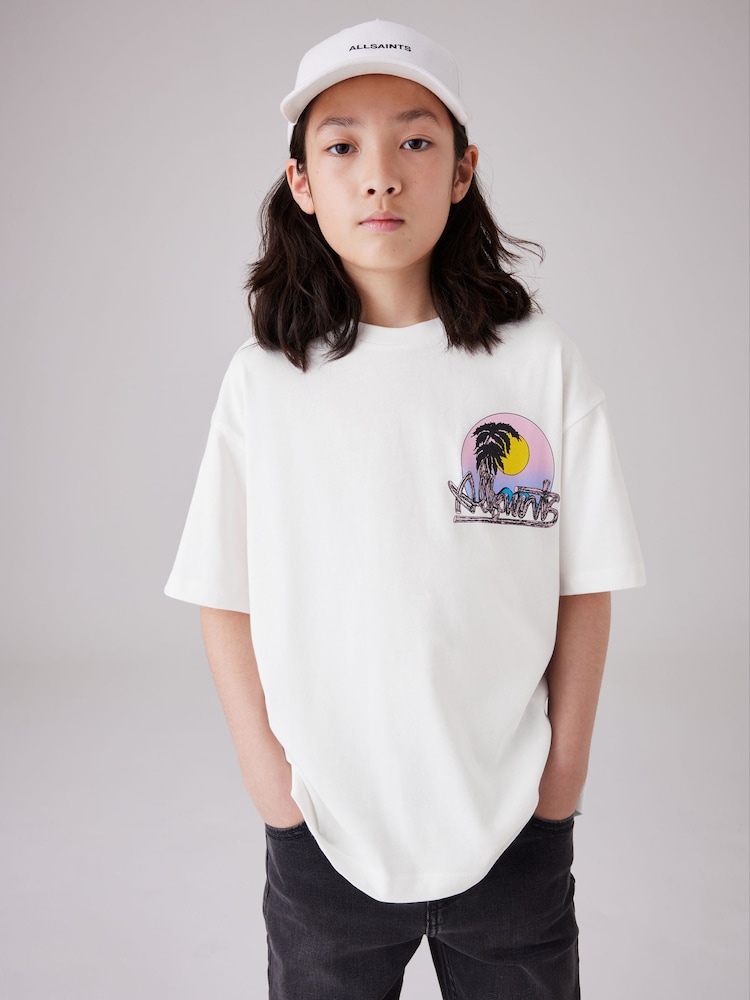 smALLSAINTS White/Chroma Boys Oversized Graphic Crew 100% Cotton T-Shirt - Image 1 of 6
