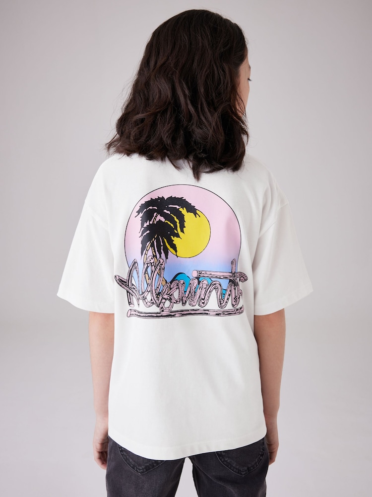 smALLSAINTS White/Chroma Boys Oversized Graphic Crew 100% Cotton T-Shirt - Image 2 of 6 smALLSAINTS White/Chroma Boys Oversized Graphic Crew 100% Cotton T-Shirt - Image 2 of 6