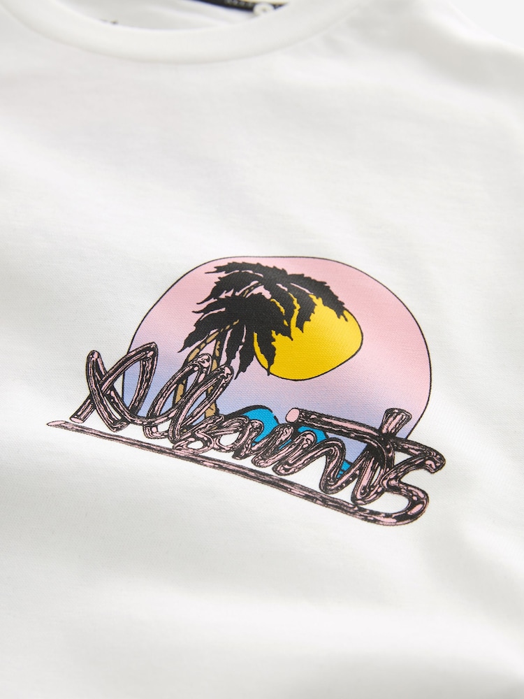 smALLSAINTS White/Chroma Boys Oversized Graphic Crew 100% Cotton T-Shirt - Image 6 of 6