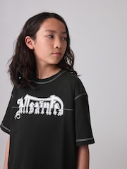 smALLSAINTS Black/Splintered Boys Oversized Graphic Crew 100% Cotton T-Shirt - Image 2 of 6