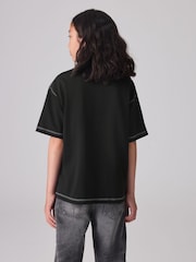 smALLSAINTS Black/Splintered Boys Oversized Graphic Crew 100% Cotton T-Shirt - Image 3 of 6