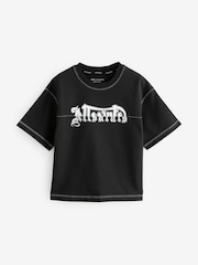 smALLSAINTS Black/Splintered Boys Oversized Graphic Crew 100% Cotton T-Shirt - Image 4 of 6