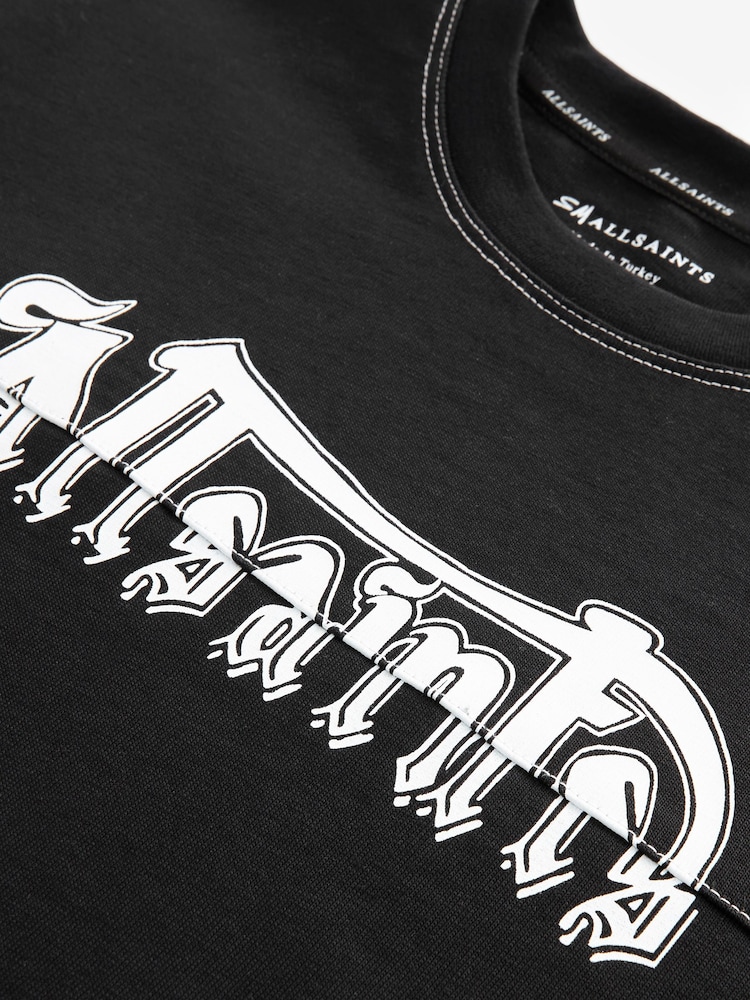 smALLSAINTS Black/Splintered Boys Oversized Graphic Crew 100% Cotton T-Shirt - Image 6 of 6