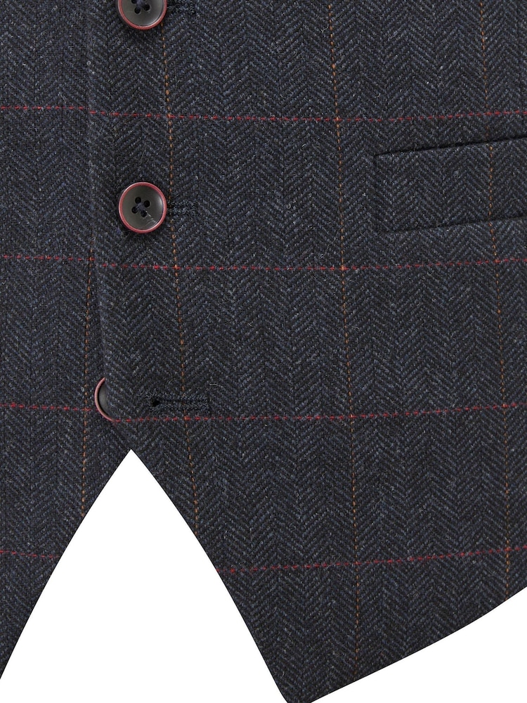 Skopes Blue Tailored Fit Aiken Check Suit: Waistcoat - Image 4 of 4