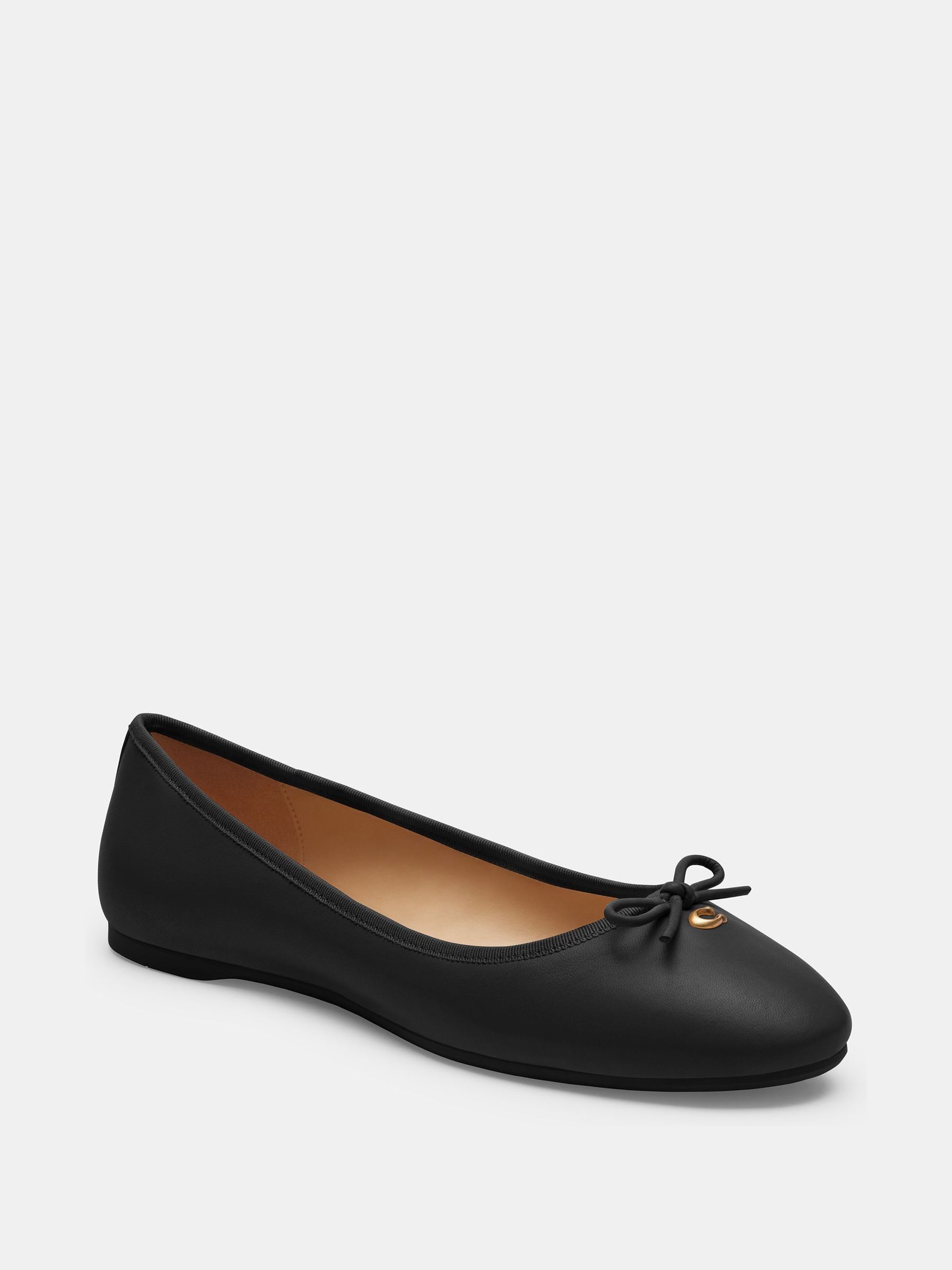 Buy COACH Abigail Leather Ballet Black Flats Pumps from Next