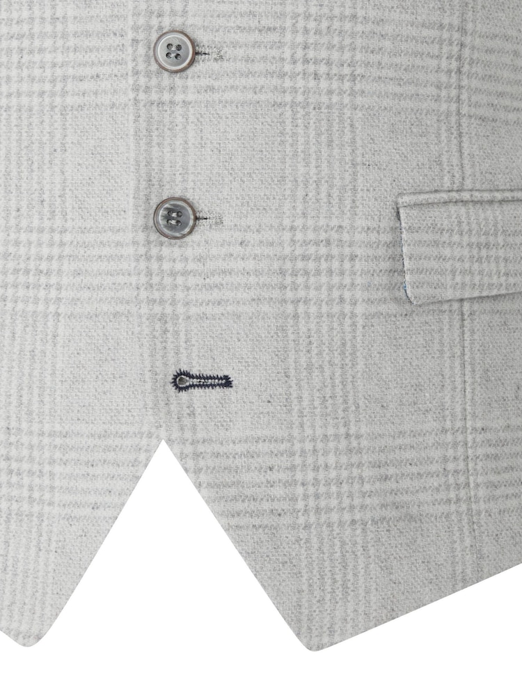 Skopes Grey Tailored Fit Adwell Check Suit: Waistcoat - Image 4 of 4