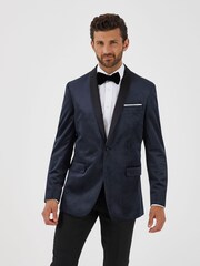 Skopes Blue Tailored Fit Burren Geo Velvet Jacket - Image 1 of 5