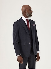Skopes Blue Tailored Fit Aiken Check Suit: Jacket - Image 1 of 5