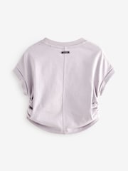 smALLSAINTS Lilac Purple Girls Mira Cropped Ruched Side 100% Cotton T-Shirt - Image 6 of 8