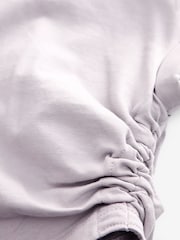 smALLSAINTS Lilac Purple Girls Mira Cropped Ruched Side 100% Cotton T-Shirt - Image 8 of 8