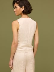 Natural Linen Blend Smart Waistcoat - Image 3 of 6