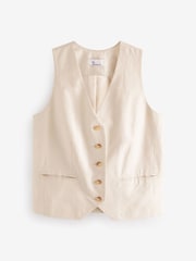 Natural Linen Blend Smart Waistcoat - Image 5 of 6