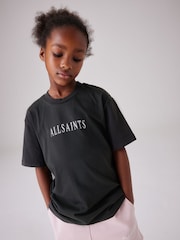 smALLSAINTS Black/Sereni Girls Graphic Oversized Crew 100% Cotton T-Shirt - Image 1 of 6