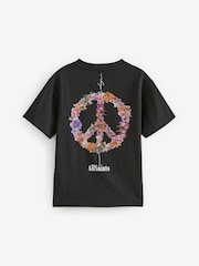 smALLSAINTS Black/Sereni Girls Graphic Oversized Crew 100% Cotton T-Shirt - Image 5 of 6