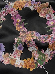 smALLSAINTS Black/Sereni Girls Graphic Oversized Crew 100% Cotton T-Shirt - Image 6 of 6