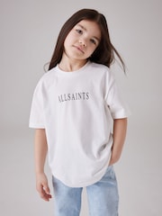 smALLSAINTS White/Sereni Girls Graphic Oversized Crew 100% Cotton T-Shirt - Image 1 of 6