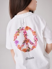 smALLSAINTS White/Sereni Girls Graphic Oversized Crew 100% Cotton T-Shirt - Image 2 of 6