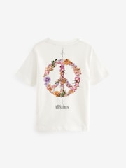 smALLSAINTS White/Sereni Girls Graphic Oversized Crew 100% Cotton T-Shirt - Image 4 of 6