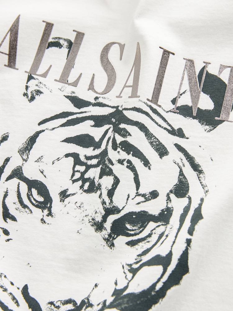 smALLSAINTS White/Laurin Tiger Girls Grace Graphic Crew 100% Cotton T-Shirt - Image 7 of 7 smALLSAINTS White/Laurin Tiger Girls Grace Graphic Crew 100% Cotton T-Shirt - Image 7 of 7