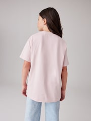 smALLSAINTS Light Pink/Silva Girls Graphic Oversized Crew 100% Cotton T-Shirt - Image 3 of 3