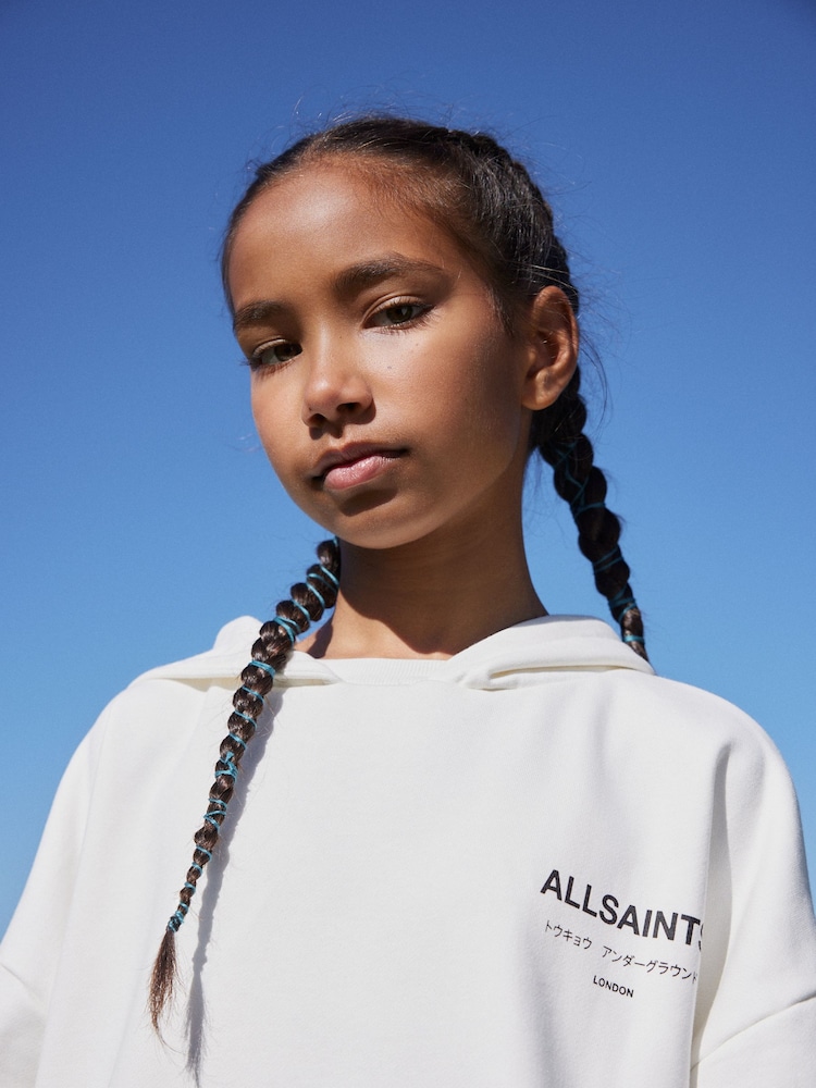 Blanc craie - smALLSAINTS Girls Underground Etienne 100% Cotton Hoodie - Image 3 of 15