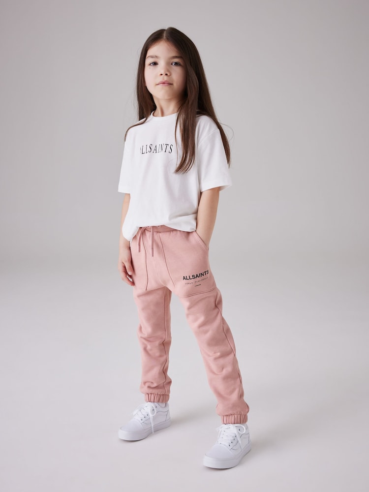 smALLSAINTS Mid Pink Girls Underground Cuffed 100% Cotton Joggers - Image 4 of 10