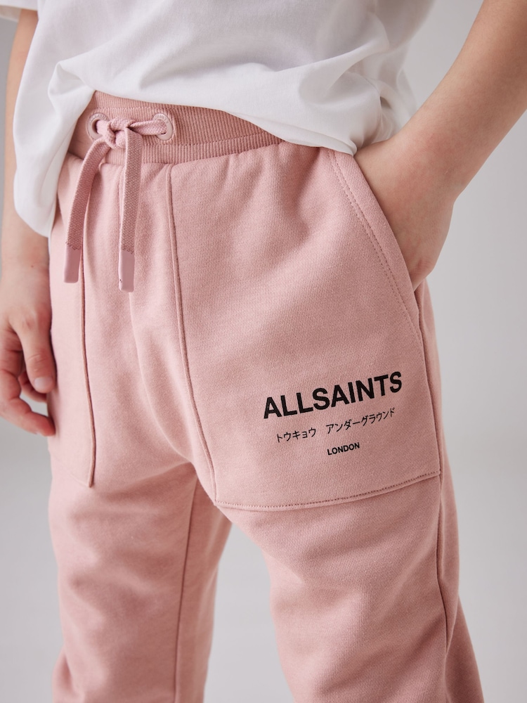 smALLSAINTS Mid Pink Girls Underground Cuffed 100% Cotton Joggers - Image 5 of 10