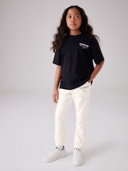 smALLSAINTS Chalk White Girls Underground Cuffed 100% Cotton Joggers - Image 2 of 10