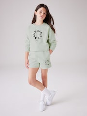 smALLSAINTS Light Green Girls Tierra 100% Cotton Sweatshirt and Sweat Short Set - Image 1 of 6