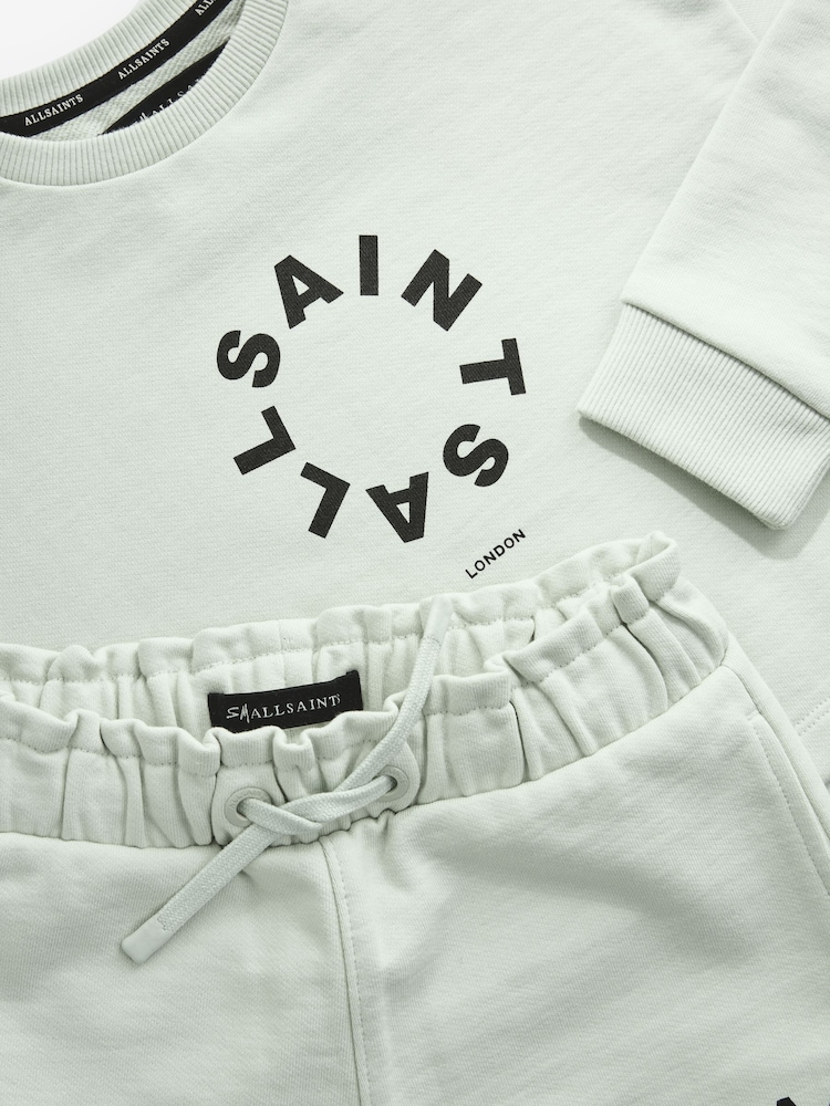smALLSAINTS Light Green Girls Tierra 100% Cotton Sweatshirt and Sweat Short Set - Image 6 of 6