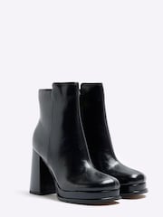 River Island Black High Platform Heeled Ankle Boots - Image 2 of 5