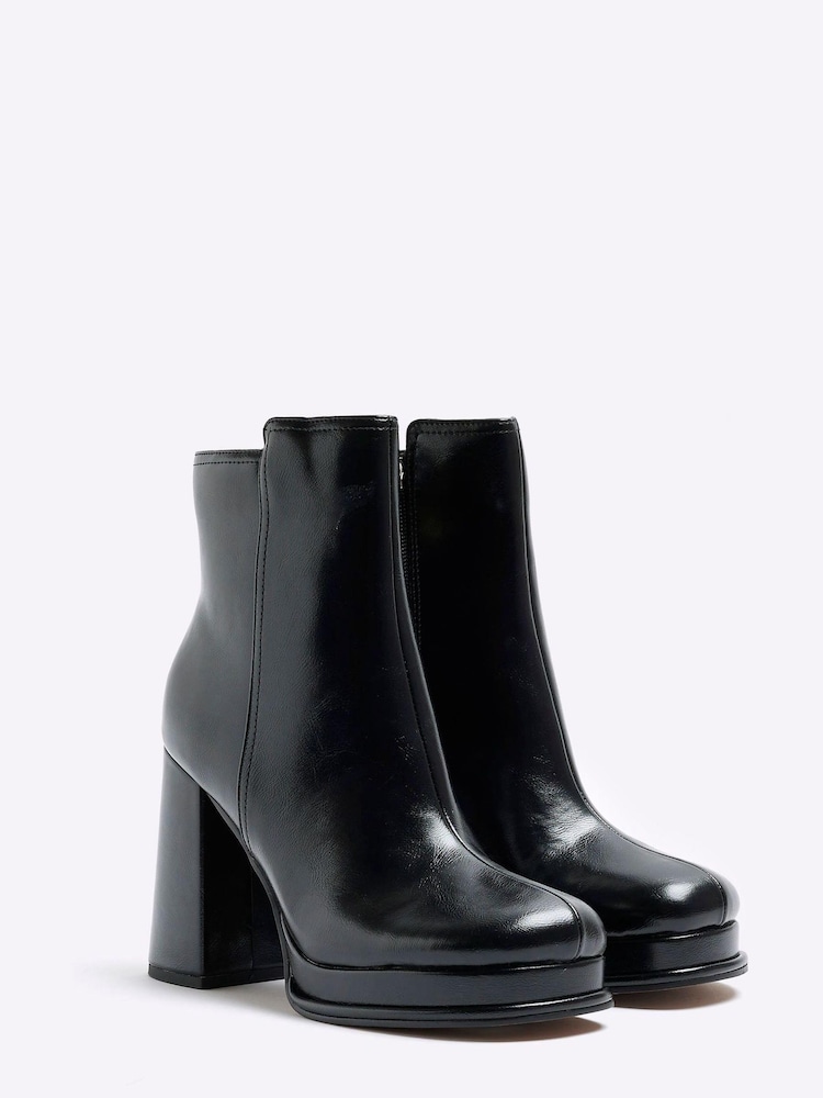 River Island Black High Platform Heeled Ankle Boots - Image 2 of 5