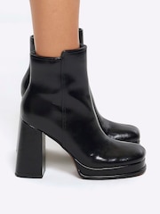 River Island Black High Platform Heeled Ankle Boots - Image 5 of 5