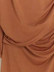 River Island Orange Cold Shoulder Drape Midi Dress - Image 5 of 5