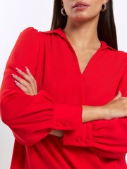 River Island Red V-Neck Wrap Blouse - Image 3 of 5