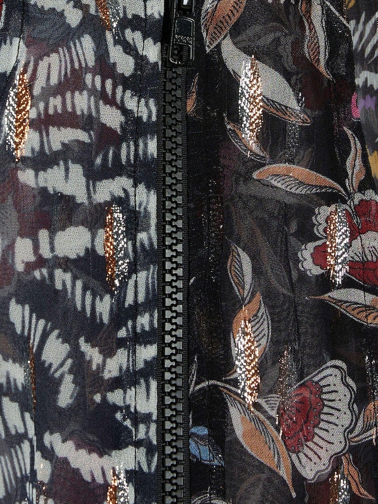 River Island Black Printed Chiffon Bomber Jacket - Image 5 of 5 River Island Black Printed Chiffon Bomber Jacket - Image 5 of 5