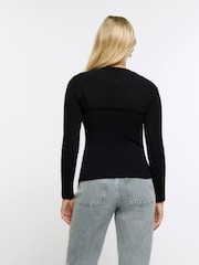 River Island Black 2 in 1 Long sleeve Cosy Jumper - Image 2 of 5