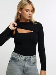 River Island Black 2 in 1 Long sleeve Cosy Jumper - Image 3 of 5