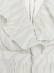 River Island Grey Printed V-Neck Frill Tea Dress - Image 4 of 4