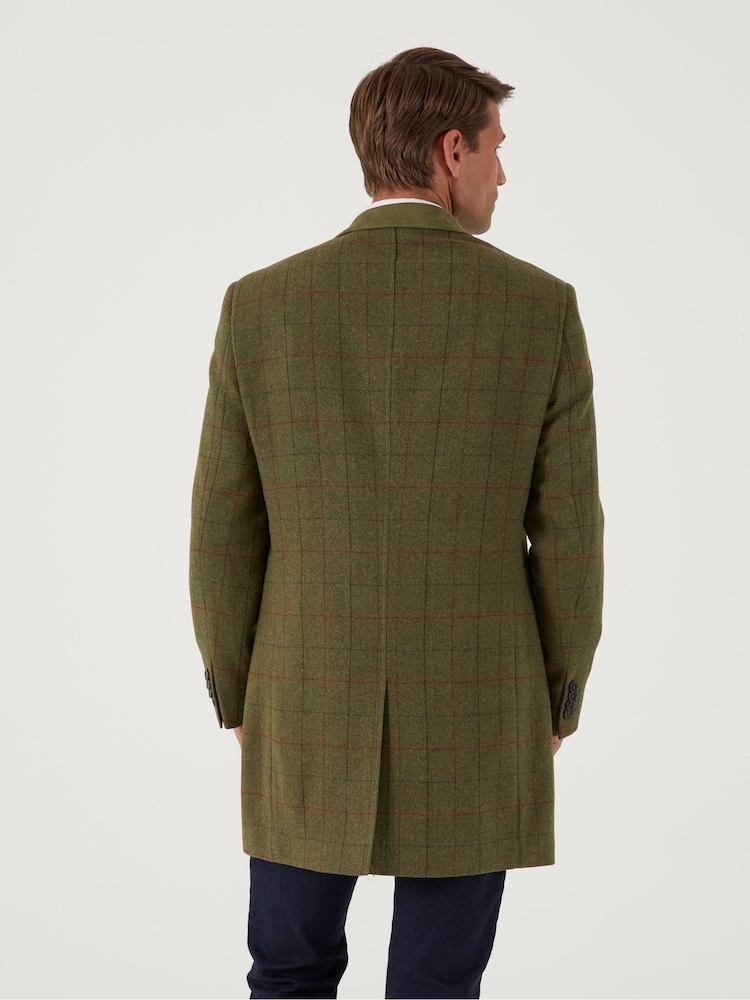 Skopes Green Oswin Herringbone Check Coat - Image 3 of 6
