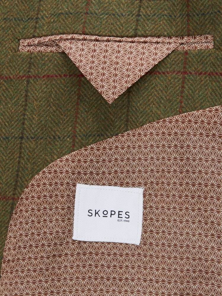 Skopes Green Oswin Herringbone Check Coat - Image 5 of 6