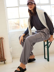 Charcoal Grey Parachute Pull On Cargo Trousers - Image 1 of 7