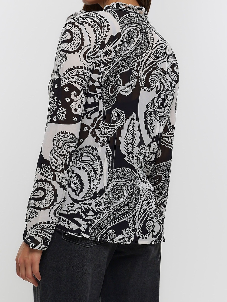 River Island Black Embellished Ruffle Blouse - Image 2 of 5