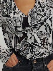 River Island Black Embellished Ruffle Blouse - Image 3 of 5