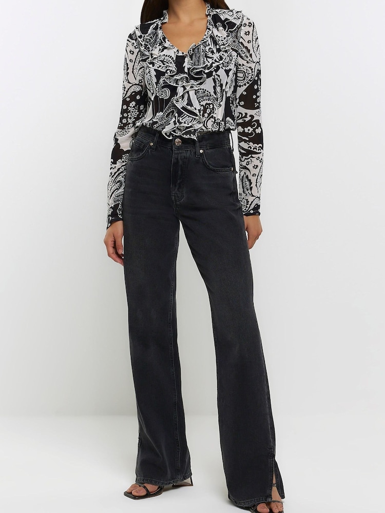 River Island Black Embellished Ruffle Blouse - Image 5 of 5